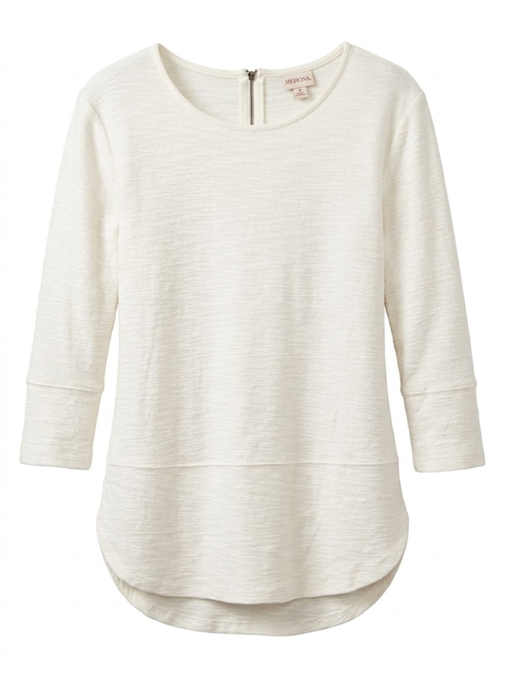 Merona 3/4-sleeve knit top in solid off-white (cream). 1131